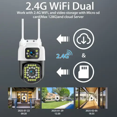 Imagen 2 del producto Cámara de vigilancia WiFi 4K de 8MP, cámara IP PTZ de doble lente para exteriores, seguimiento automático, Audio y vídeo, cámara CCTV de seguridad ONVIF YOOSEE