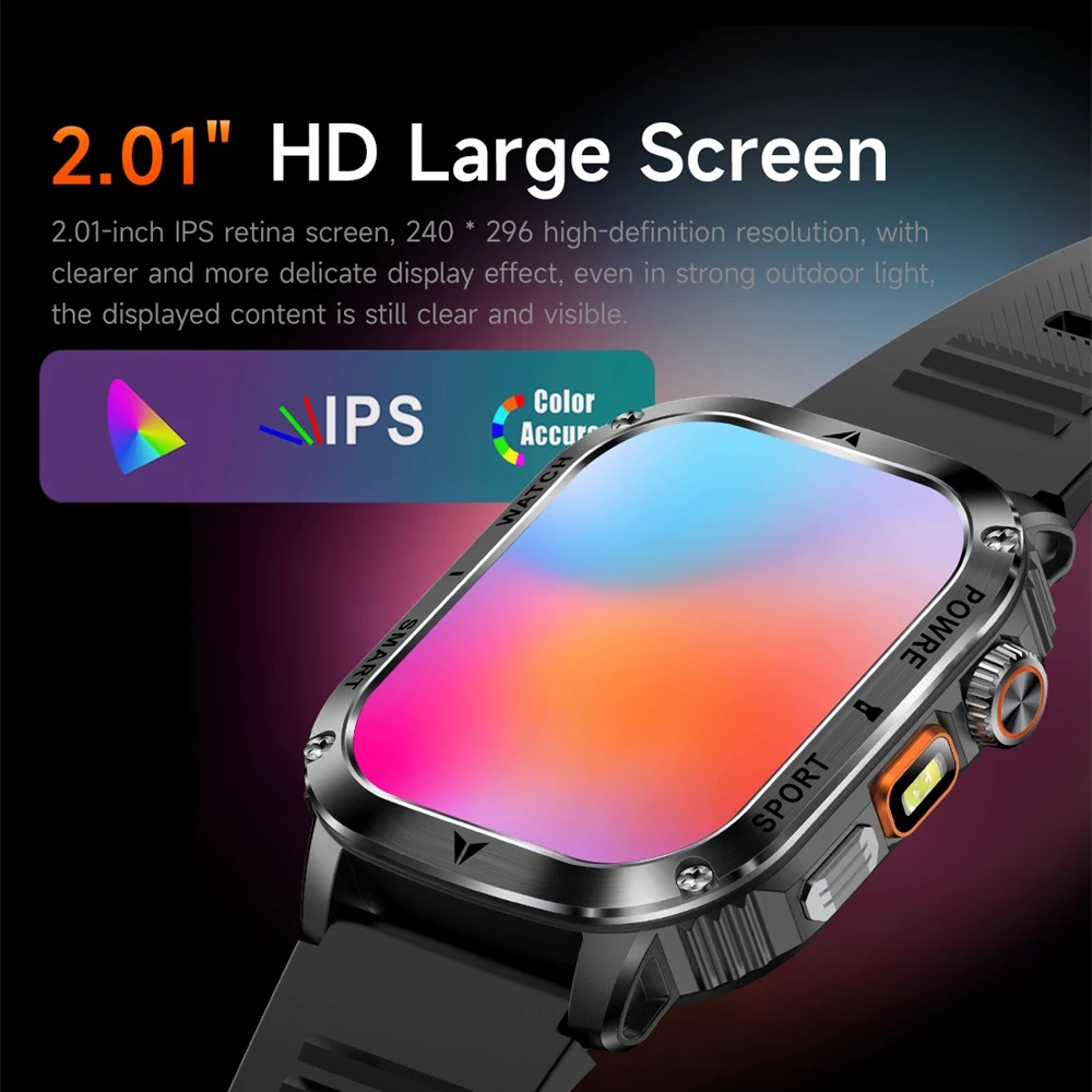 Original Outdoor-Taschenlampe, über 100 Sportmodi, Bluetooth-Anruf, Smartwatch, Gesundheitsarmband, wasserdicht, Sturzprävention, Smartwatch