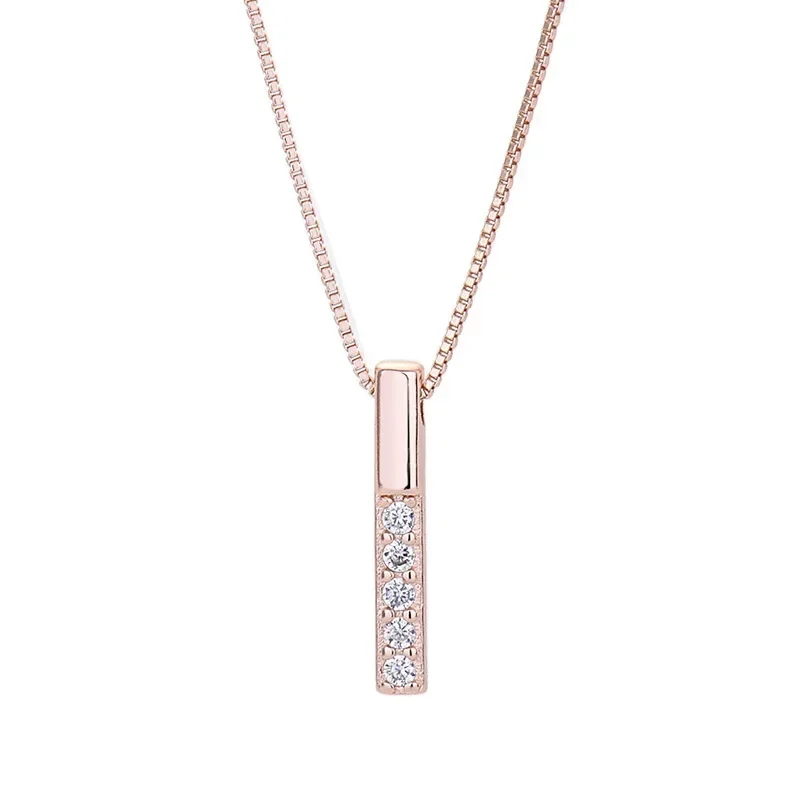 925 Sterling Silver Necklace for Women Girls Elegant Zircon Striped Shape Necklaces Fashion Shape Sterling Gold Color Jewelry