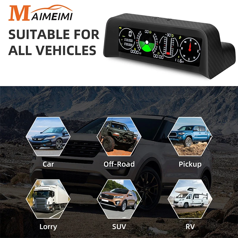 X90 GPS For HUD Car Speed Slope Meter Pitch Angle Compass Inclinometer Head-Up Display Protractor Latitude Voltage indication