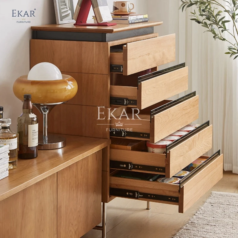 New design cherry wood color multi-drawer chest multi-function locker