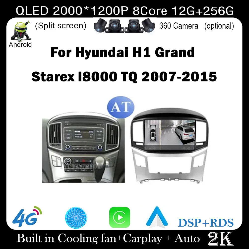 9 lnch For Hyundai H1 Grand Starex i8000 TQ 2007-2015 Android 14 Car Radio Multimedia Player GPS Navigaion Stereo Auto