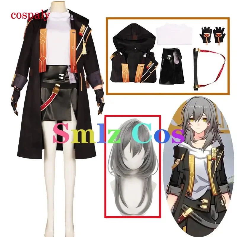 A Female Trailblazer Cosplay Anime Honkai Honkai Star Rail Costume Suit Women Fancy Dress Trench Outfit Wig Halloween Party Cos