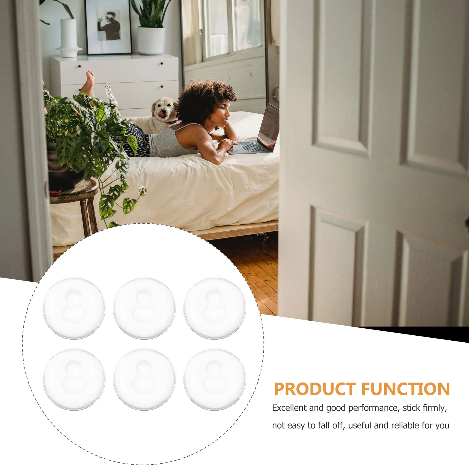 

6pcs Door Knob Wall Protector Self-Adhesive Transparent Silicone Shield Round For Home Bathroom Kitchen Handle Anti-Collision