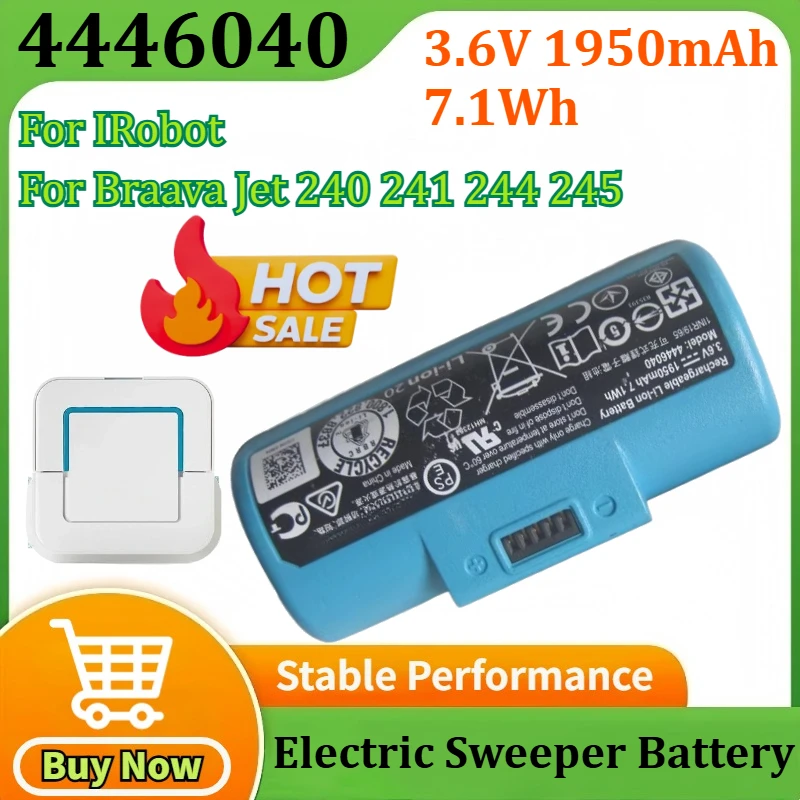 

4446040 BC674 for IRobot for Braava Jet 240 241 244 245 3.6V 1950mAh 7.1Wh Cleaning Robot Rechargeable Mopping Robot Batteries