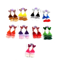 Mouse Head Dangle Earrings With Tassels Beach Summer Statement Acrylic Jewelry For Women Girl