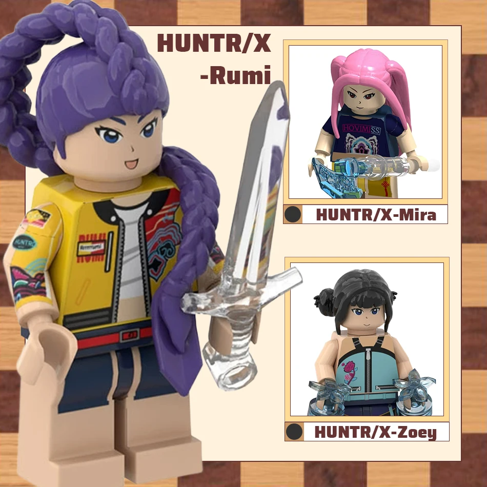 

5PCS/3PCS KPOP Cartoon Hunters Dolls Building Blocks Demon Action Figure Assembly Toy Children's Educational Toys Gifts