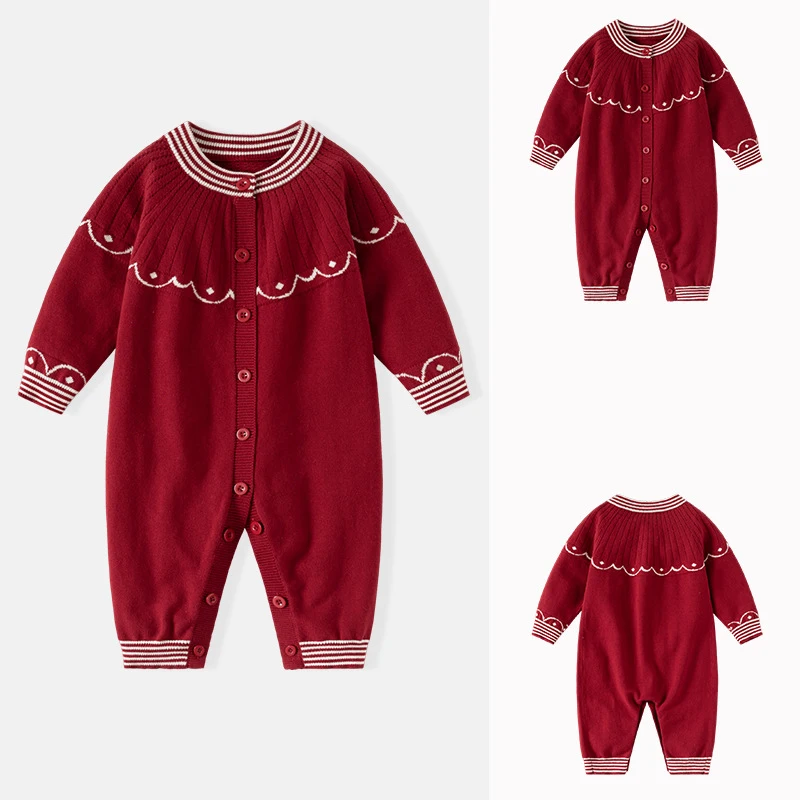 طفل الفتيات حللا الخريف الشتاء الكرتون الجاكار متماسكة الوليد فتاة بذلة مخطط طوق الرضع طفل رضيع داخلية #2