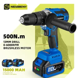 NEWBENY 13MM Brushless Electric Drill 20+3 Torque 2 Gears Cordless Electric Screwdriver Power Tools For Makita 18v Battery