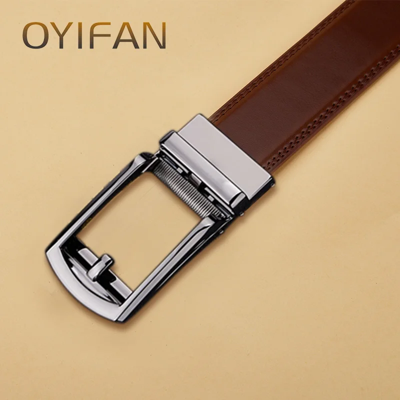 OYIFAN mannen Automatische Riem Bruin Ratelriem 115 cm-145 cm Maat Mode Mannen Lederen Riem mannen Gift