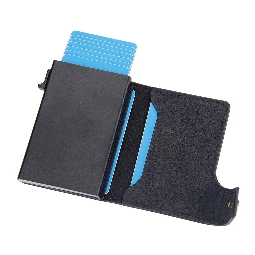 New Travel For Men Women ID Holder Credential Vintage RFID Card Anti-Magnetic Business Leather Multi-Card Bit Metal Aluminum Box