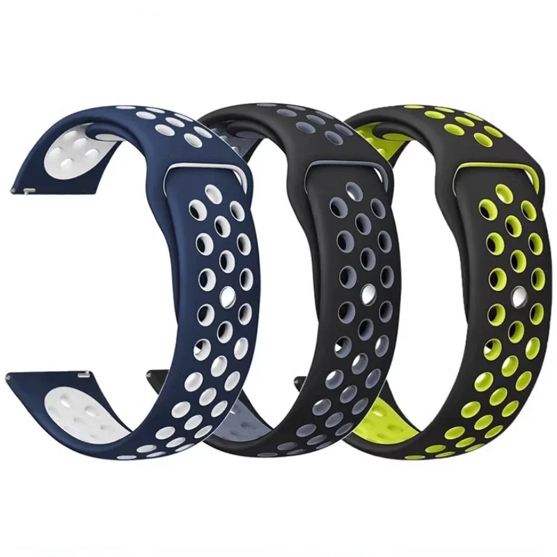 22mm 20mm silicone strap For Samsung Galaxy watch 6 5 4 3 Amazfit GTR 4 Sports breathable bracelet For Huawei watch 4/GT2/3 Pro