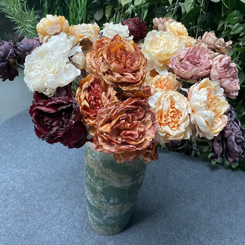 Artificial Silk Peony Fake Flowers Wedding Photography Bouquets Home Garden Simulation Flower Ornaments Potted Plant Decoration