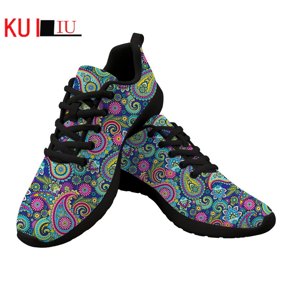 

KUILIU Mandala Paisley Autumn Woman Sneakers Female Shoes Lightweight Breathable Lace-Up Flats Walking Footwear Dropshipping