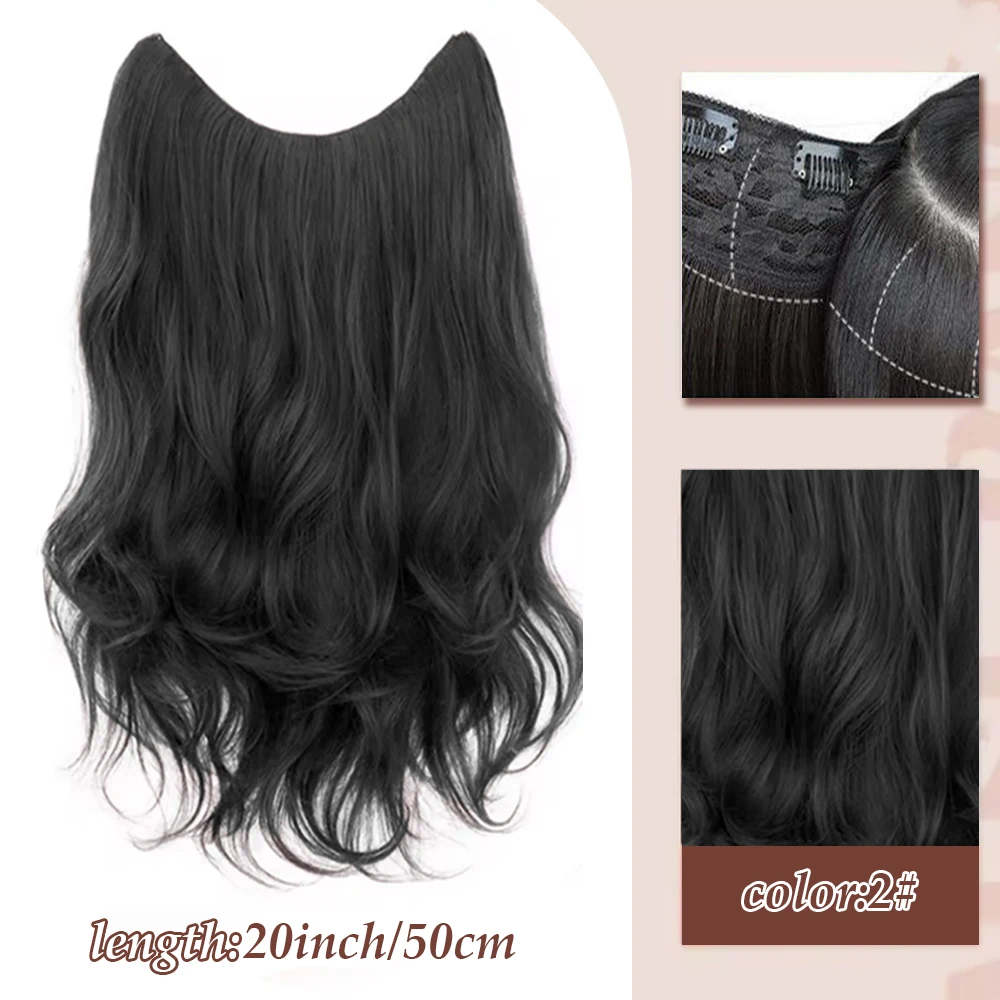 Women's Synthetic Wig Clip Style Large Wave Invisible Seamless Light and Thin High-Level Curly Hair Simulation Hair Extensions