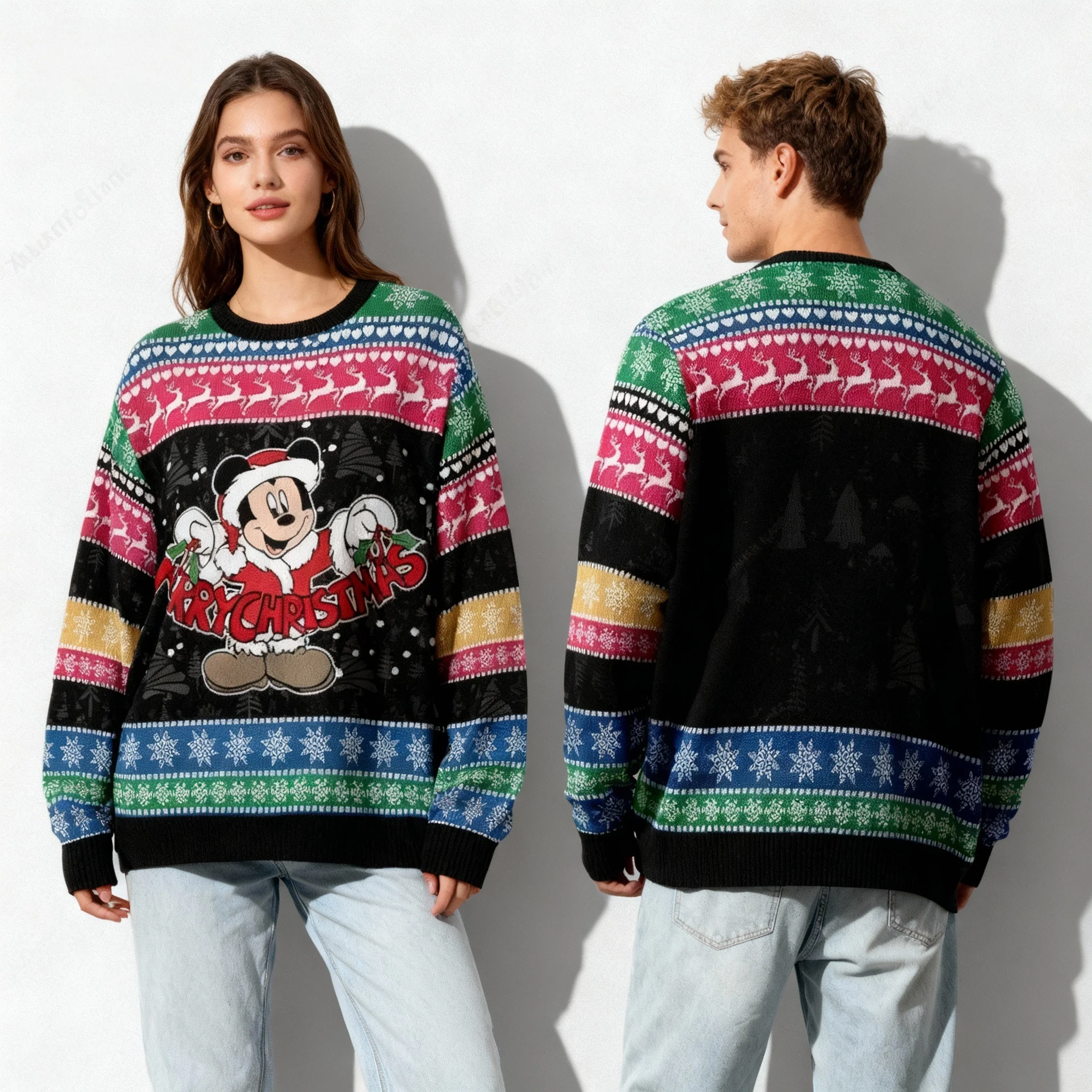 ديزني الكلاسيكية ويني ذا بوه حفلة عيد الميلاد حلوة باردة المتضخم المرأة الكبار والأطفال الخريف/الشتاء جولة الرقبة هوديي #3