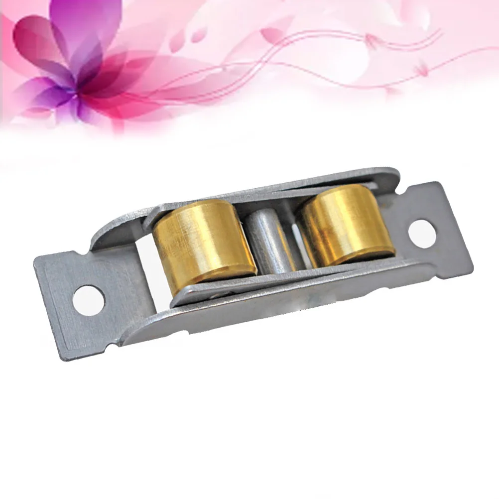 

Double Roller 16mm Window Pulley Brass Tone Sliding Sash Doors Accessory Easy Convenient Home Improvement Window Pulley