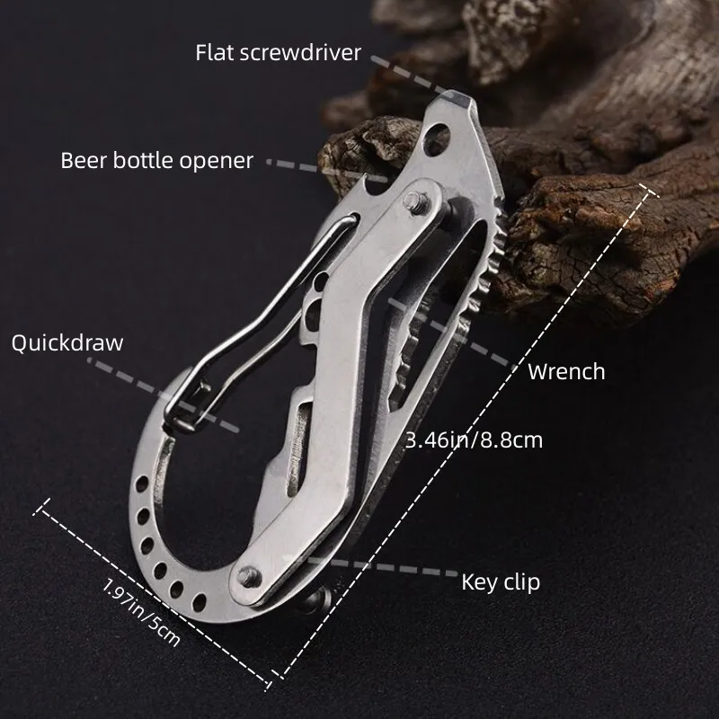 Multitool Key Holder Pocket Tools Key Keychain Carabiner Stainlesssteel Bottle Opener Wrench