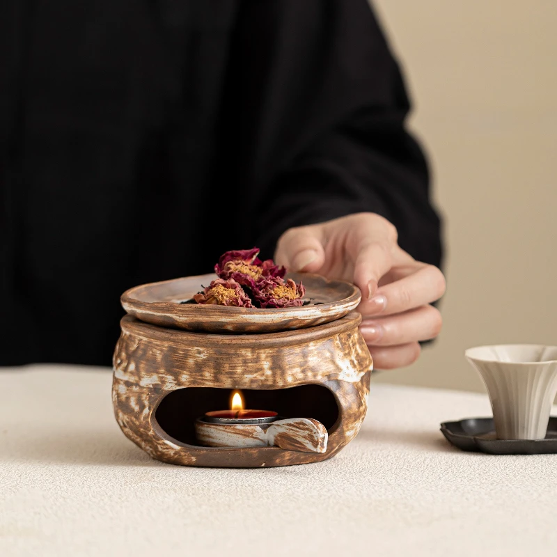 Baking Furnace,Household Ceramic Incense Burner for Smudging,Cedar,Palo Santo,Lavender Diffuser,Candle‑Heated Tea‑Roasting Stove