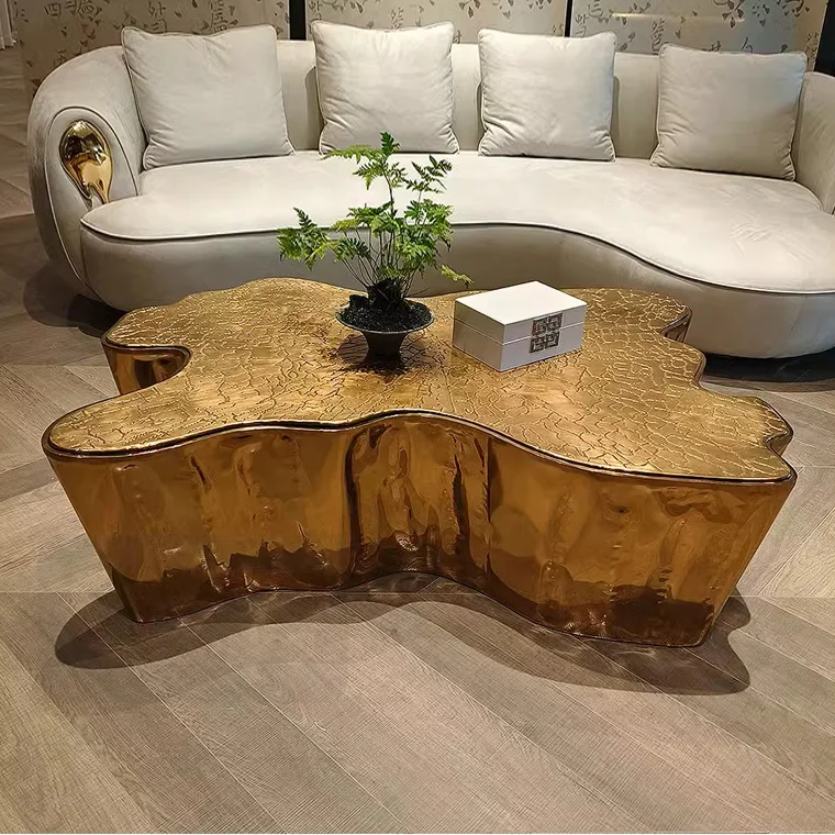 ！@Gainsville Furniture Luxury Unique Design Eden Gold Center Table Nordic Design Golden Stainless Steel Coffee Tables for Hotel