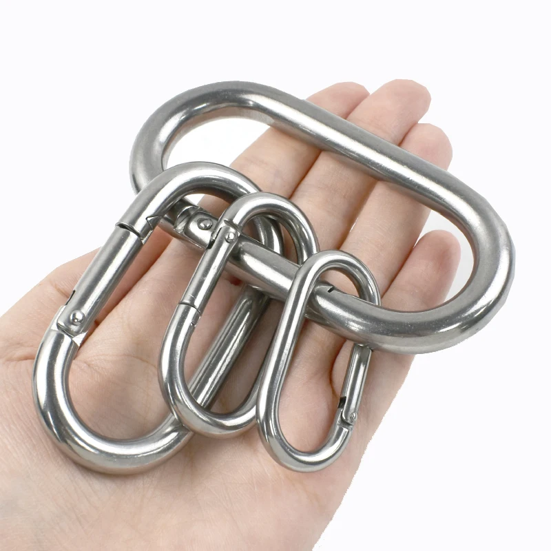 5Pcs 304 Stainless Steel Spring Snap Hook Oval Carabiner Clips Quick Link for Bag Strap Belts Keychains Garment Sewing Hardware