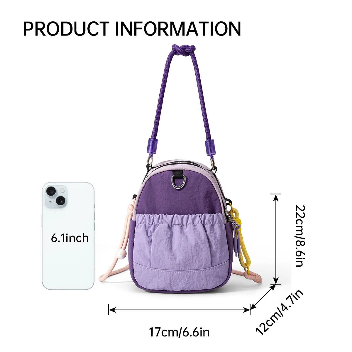 Umhängetasche für Damen, leichte tragbare Wasserflaschentasche für Ausflüge, kleiner Rucksack zum Wandern, lässige leichte Schultertasche für Studenten. – Detail 2
