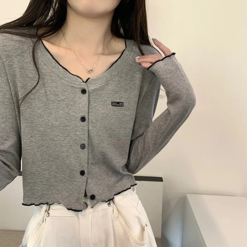 T-shirts à manches longues pour femmes, hauts en maille décontractés, coupe cintrée, confortables, printemps, quotidien, élégant, féminin, polyvalent, élégant, bureau coréen