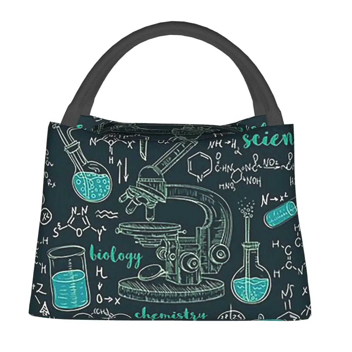 Vintage Old Chemistry Laboratory Microscope Tubes Formulas Lunch Bags Insulated Bento Box Picnic Bags Cooler Thermal Bag
