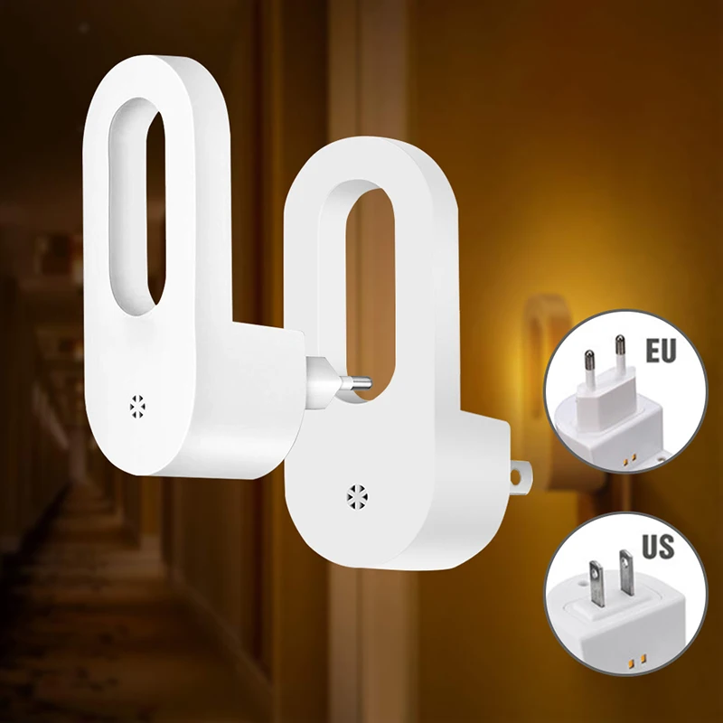Presa per luce notturna a parete con spina ue/usa con sensore crepuscolare lampada bianca calda a risparmio energetico per camera dei bambini, camera da letto
