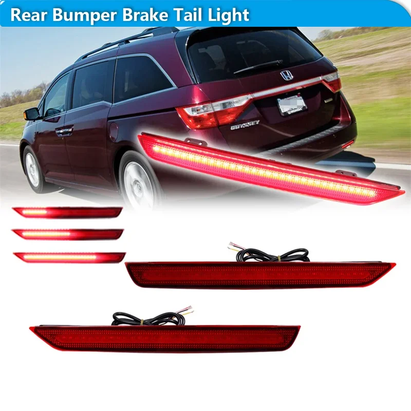 

For Honda Odyssey 2011-2017 Car Rear Bumper Reflector Tail/Brake Lights Red LED Rear Fog Lights w/ Sequential Turn Signal 12V