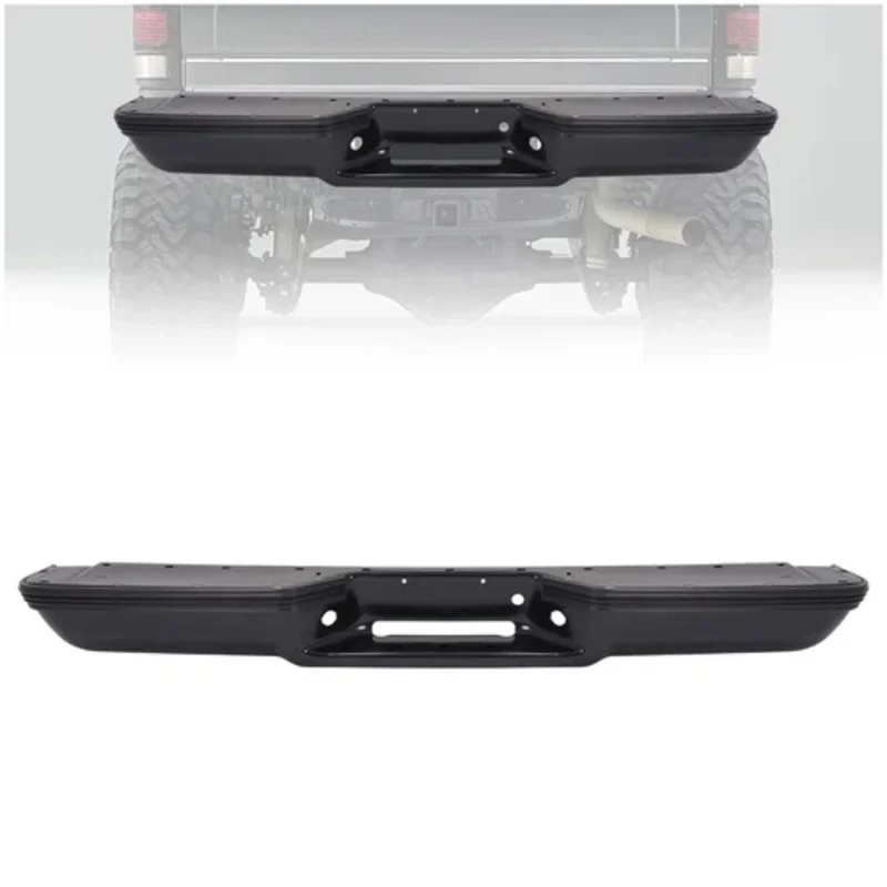 

Rear Bumper Face Bar, Black/Chrome Steel, Direct Replacement, 88-00 Models