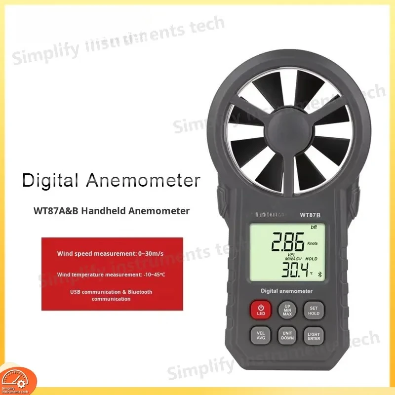 WT87A WT87B Handheld Digital Anemometer High Precision Wind Speed Meter Temperature Gauge -10 to 45C ABS Portable Air Flow