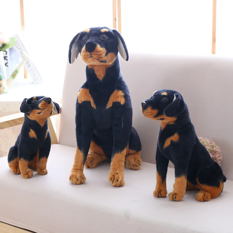 Simulation Rottweiler Dog Soft Doll Squatting Dog Plush Toy KidsToy Xmas Gift b2096