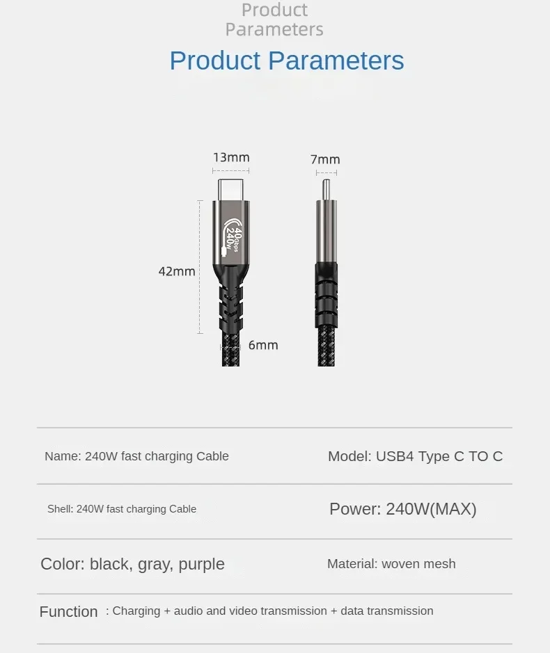 USB نوع C للكمبيوتر المحمول ماك بوك ، كابل نقل البيانات ، الصاعقة 4 ، PD W ، 40 جيجابايت في الثانية ، m ، كابل قصير m ، 8K ، 60Hz ، سرعة فائقة ، 4