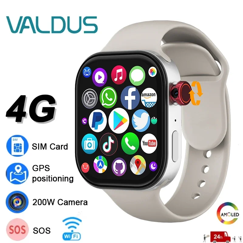 VALDUS 4G Smart Watch Man Woman AMOLED WIFI GPS SOS NFC With HD Camera Long Battery Life Fitness Sport Health monitor Smartwatch