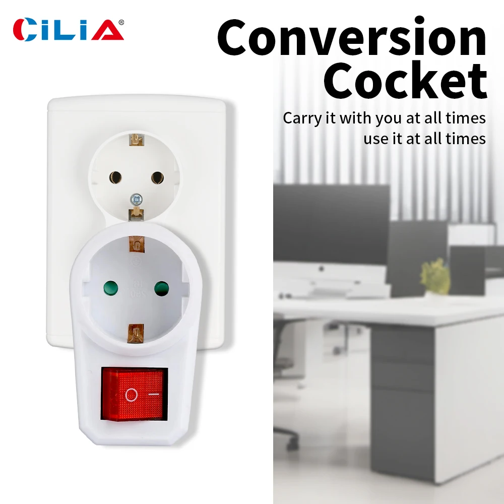 CILIA Deutschland Standard 1/2/4 Stück EU-Steckdosenleiste 1 zu 1 Steckdosen Mehrfachsteckdosenleiste mit EIN/AUS-Schalter Euro-Montage – Detail 2