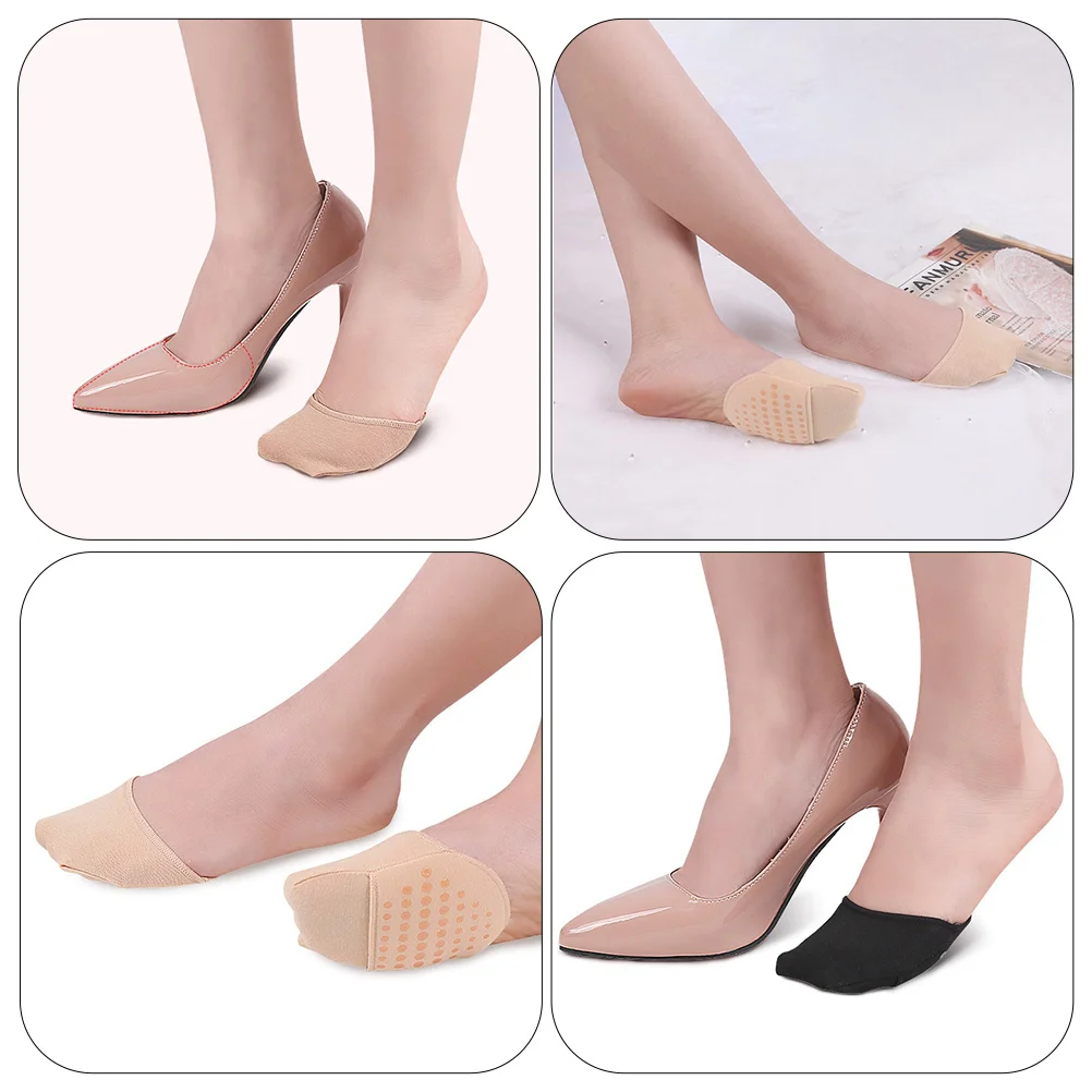 2 Pairs Stockings Half Socks Sole Pad Men's Womens Heels Slipper Invisible Footwear Forefoot Cotton No Show Breathable