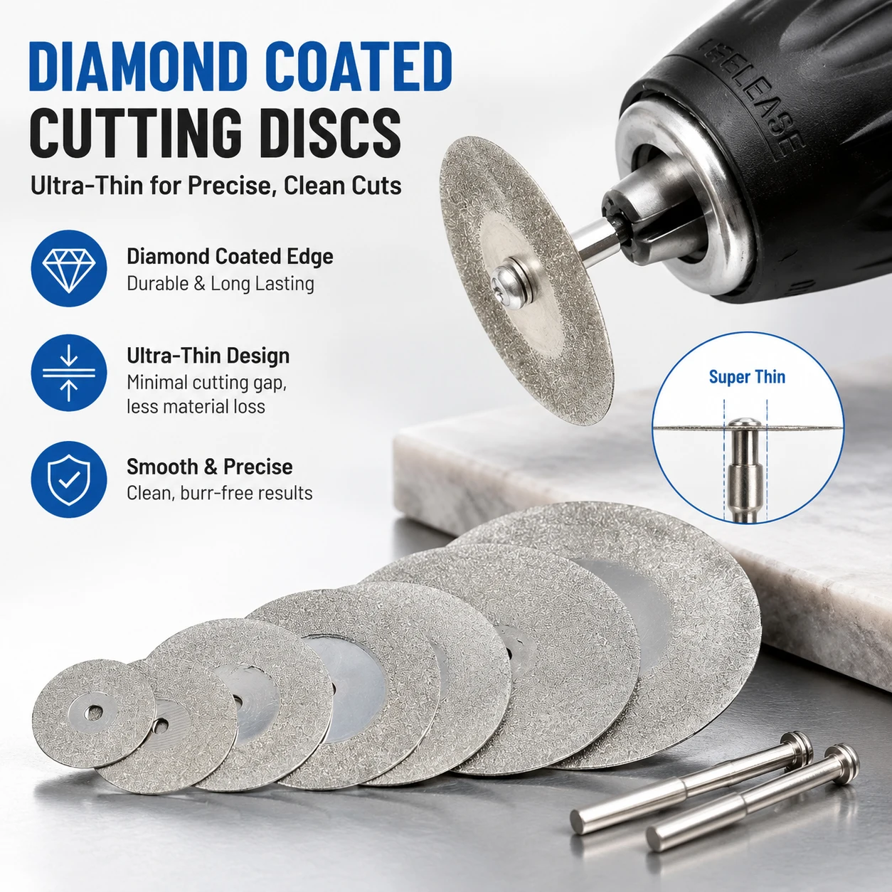 10Pcs Diamond Cutting Discs Mini Saw Blade Set with 2/3 Mandrels for Dremel Rotary Tool Glass Jade Ceramic Cut Off Wheel view 5