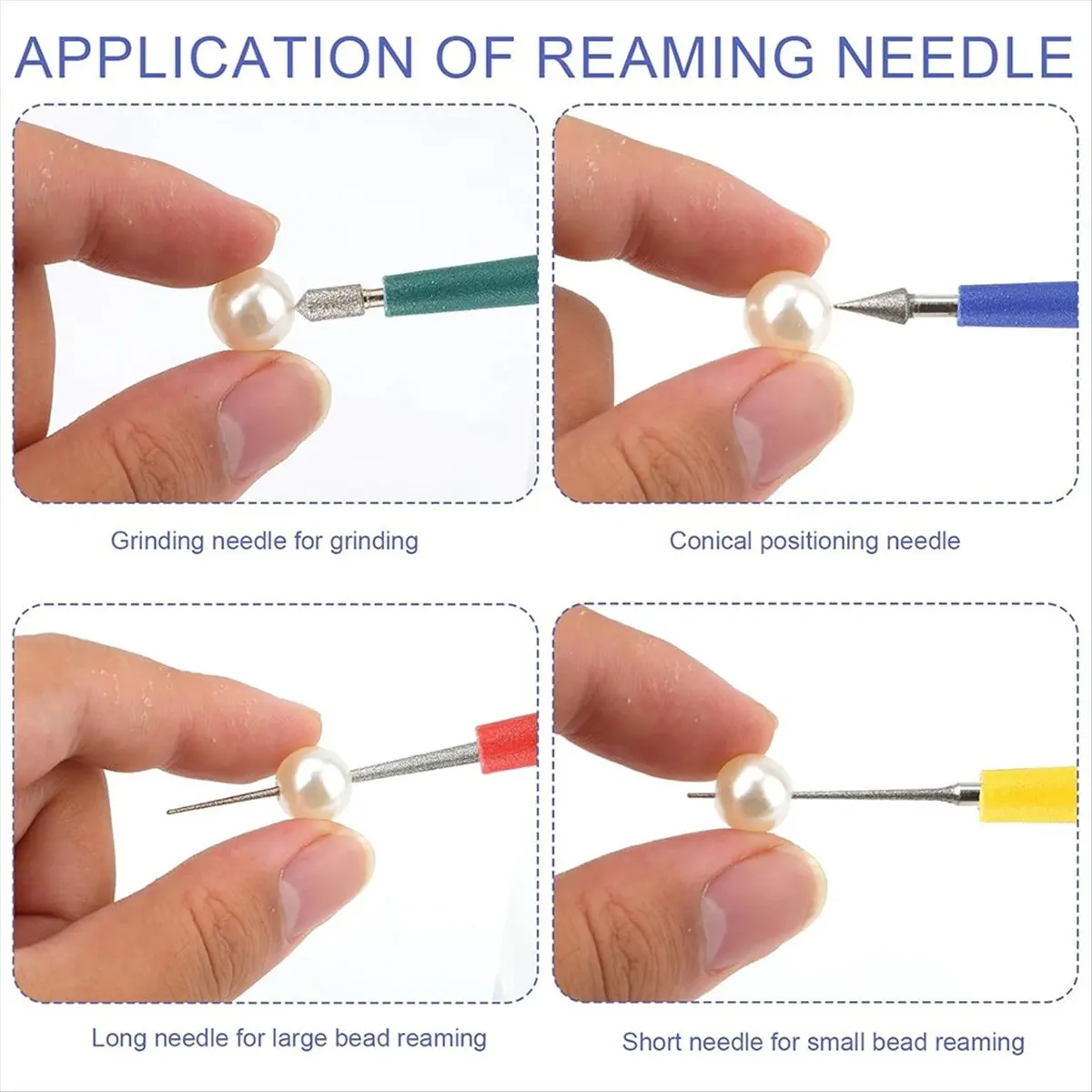 AB06 4pcs Tipped Bead Reamer, Bead Reamer Tool Set for Jewelry Making Beading Hole Enlarger Removes Burrs