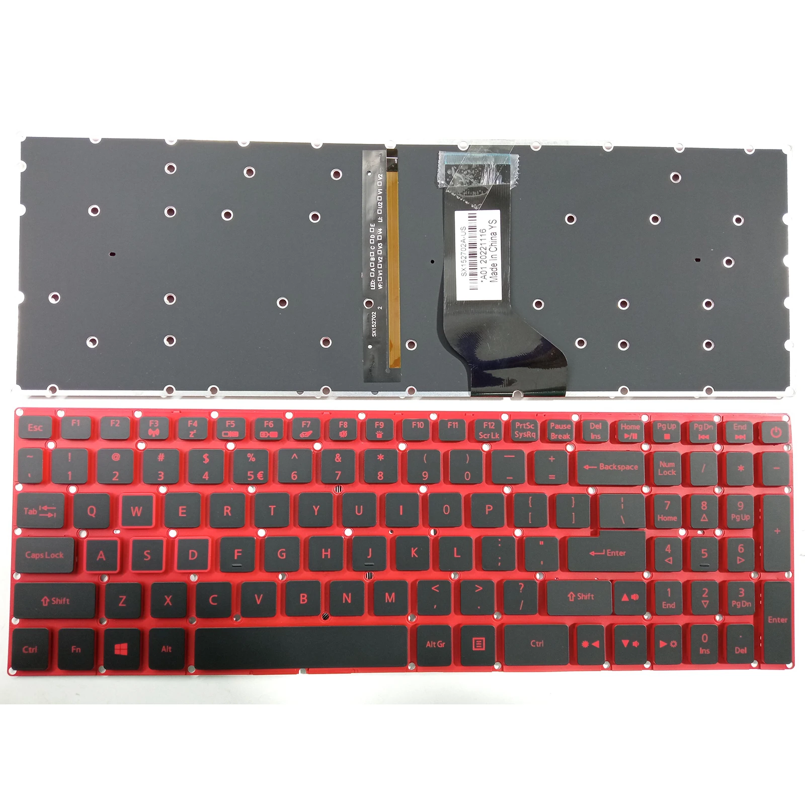 

For Acer Nitro AN515-51 N16C7 N17c1 AN515-51-705 English Keyboard Red Backlit