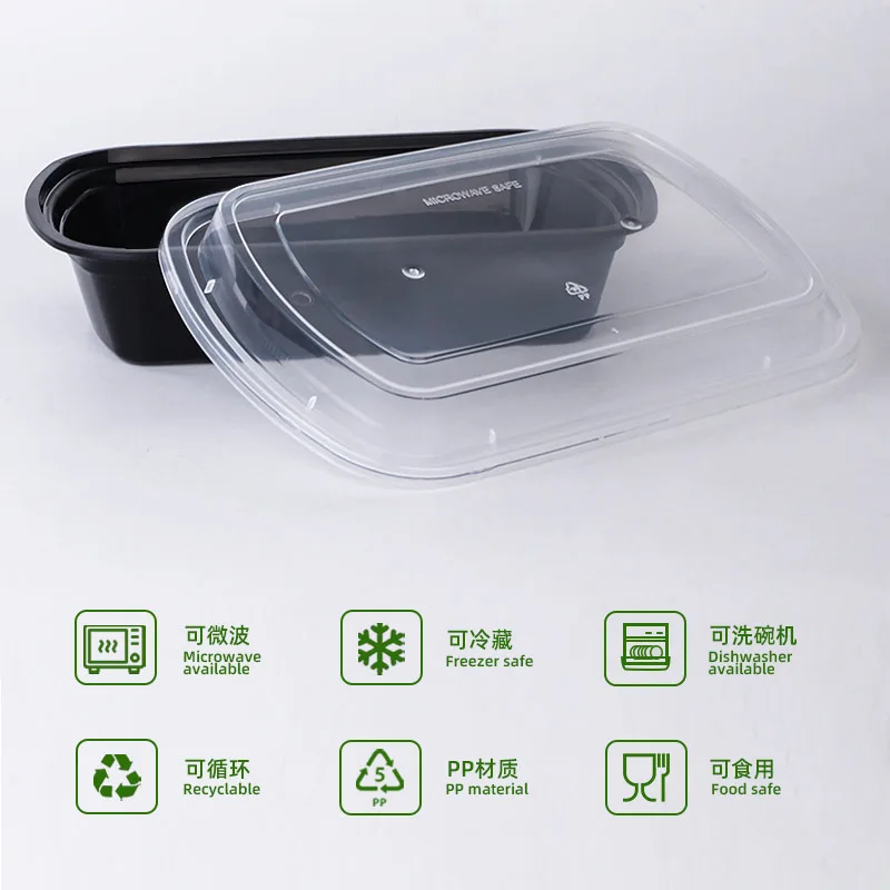 Custom. American Style Disposable Lunch Box Food Grade Microwave Safe Refrigerator Safe Rectangular Plastic Takeou