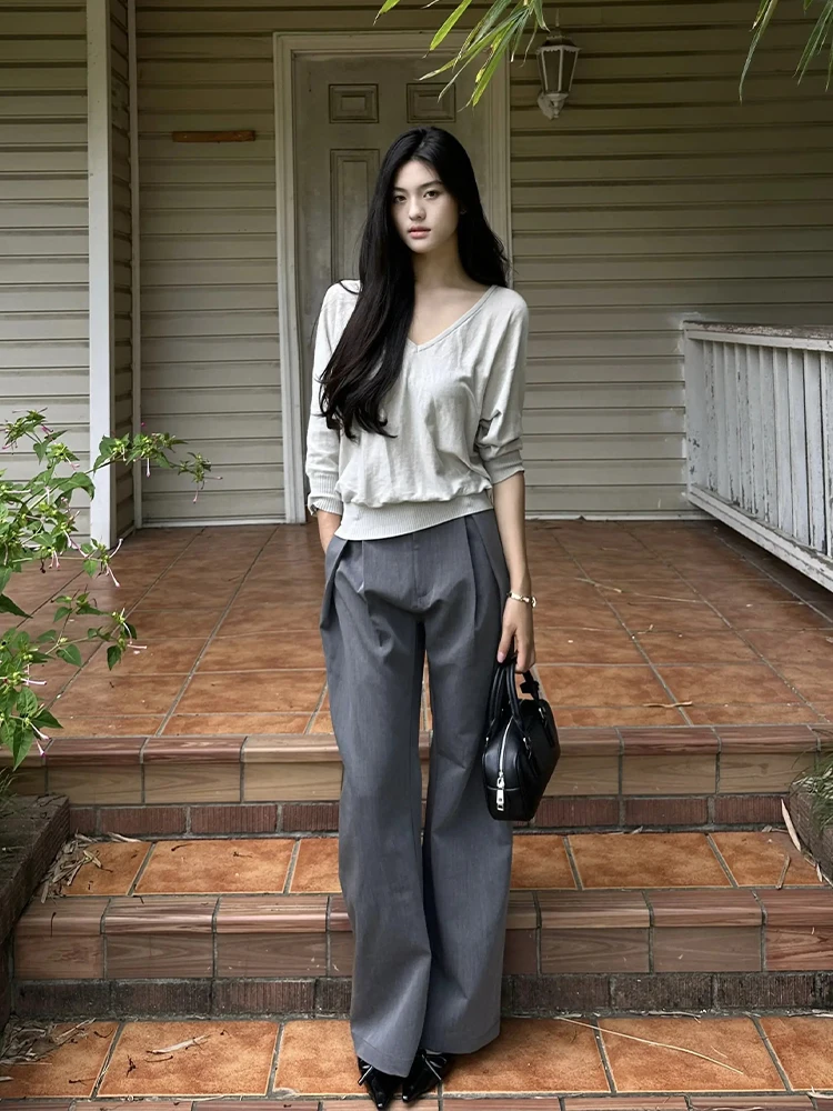 

Cleanfit American Sle плиссированные свободные драпированные прямые брюки для мужчин и женщин летние повседневные брюки с высокой талией модные брюки Strai...