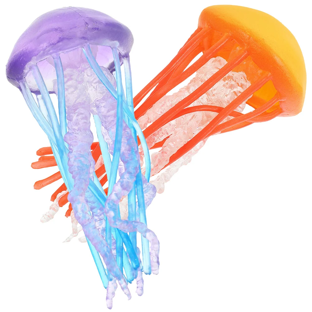 

2pcs Jellyfish Figurines Jellyfish Models Sea Animal Figures Realistic Ocean Animal Mini Figurines simulation marine model