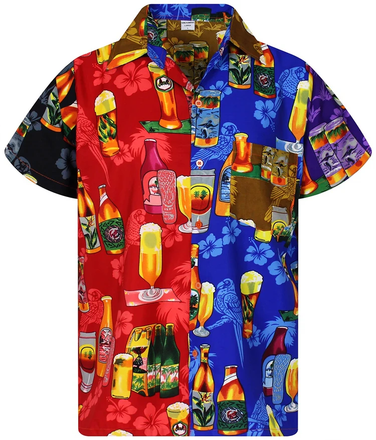 Männer Hemden Bier 3d Druck Hemd Männer Mode Einreiher Kurzarm Hawaiian Strand Casual Bluse Kleidung Teen