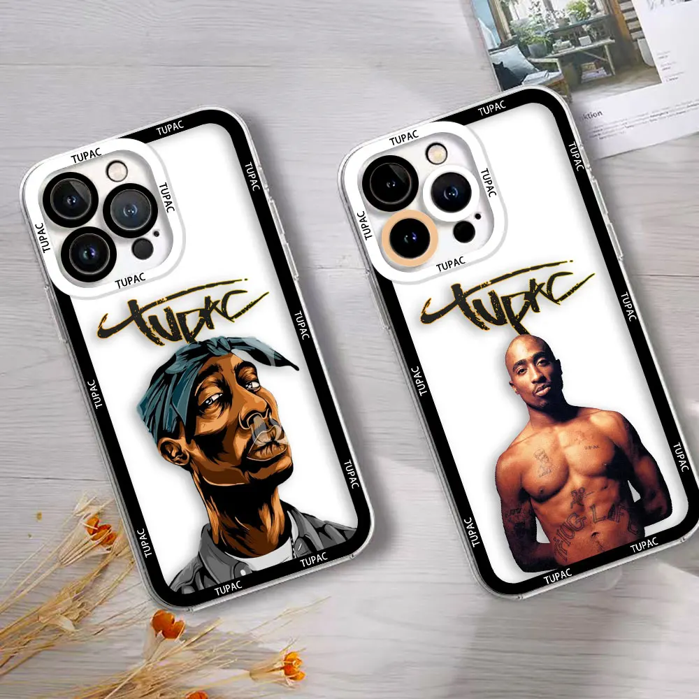 2Pac Tupac Shakur Clear Phone Case For iPhone Apple 15 14 12 13 11 Pro 8 7 SE Plus X XR XS Max Transparent Soft Case Funda Shell