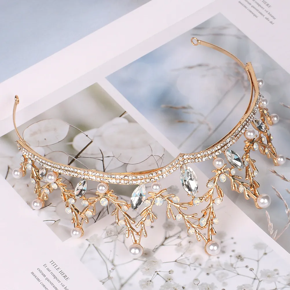 

Rhinestones Bridal Tiara Crown for Women Wedding Bride Gold Elegant Sparkling Jewelry Hair Accessory Chic Party Headpiece
