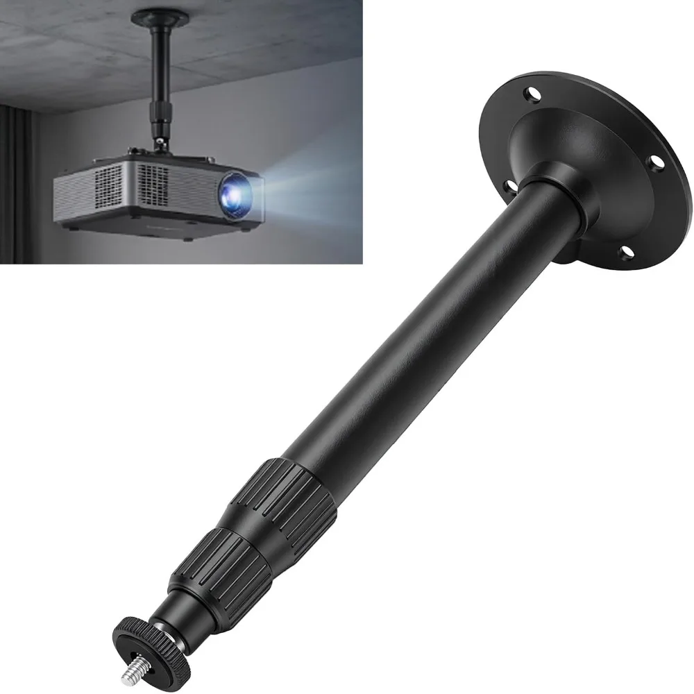 1pcs 360 Rotatable Projector Ceiling Mount Adjustable Length Black Projector Wall Mount Adjustable Projector Mount