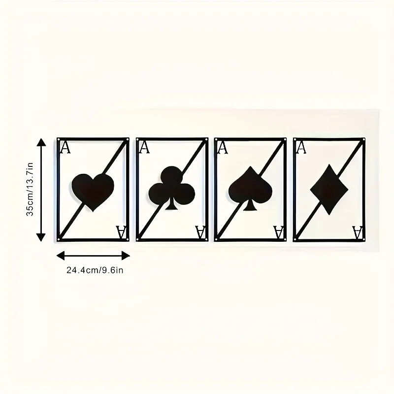 CIFBUY Metal Wall Art Iron Poker Playing Cards Ace Heart Diamond Spade Club Game Room Decor Men Cave Home Office Durable Hanging