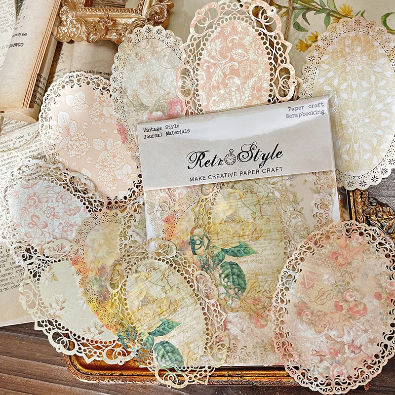 Panalisacraft Vintage Style Lace Doily Decorate paper pieces Scrapbooking paper pack handmade craft paper Background pad card