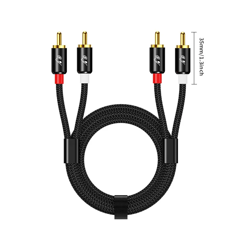 RG 2 RCA to 2 RCA Stereo Cable, 24K Gold Plated, Copper Core, L/R Channel, Hi-Fi for Home Theater/HDTV/Amp/Speaker/Car view 2